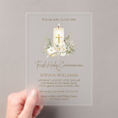 Invitations En Acrylique First Holy Communion Candle Bible Greenery (In situ (ordinateur de poche))