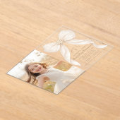 Invitations En Acrylique First Holy Communion Ivory Bow Pearls Photo (Poser)