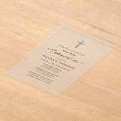 Invitations En Acrylique First Holy Communion Modern Elegant Frosted (Poser)