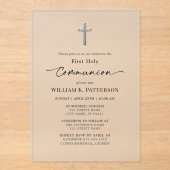 Invitations En Acrylique First Holy Communion Modern Elegant Frosted (Recto)