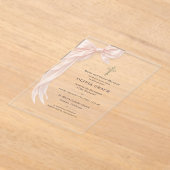 Invitations En Acrylique First Holy Communion Pink Coquette Bow Girl (Poser)