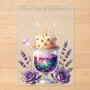 Invitations En Acrylique Flacon et composition florale pour célébration d'a