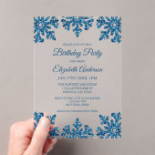 Invitations En Acrylique Flambeau de neige bleu fête d'anniversaire d'hiver (In situ (ordinateur de poche))