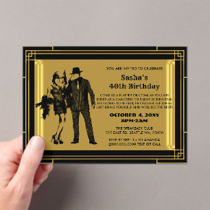 Invitations En Acrylique Flamme art déco des années 20 rugissante fille et 