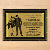 Invitations En Acrylique Flamme art déco des années 20 rugissante fille et  (Recto)