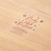 Invitations En Acrylique Flammes de neige rouges Bébé Il fait froid dehors (Poser)