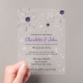 Invitations En Acrylique Flammes de neige violette argentée Mariage d'hiver (In situ (ordinateur de poche))