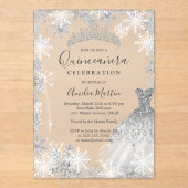 Invitations En Acrylique Flèche de neige d'hiver Quinceanera à pied clair (Recto)