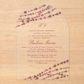 Invitations En Acrylique Flèches de neige en Bourgogne Quinceañera (Recto)