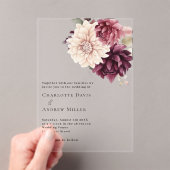 Invitations En Acrylique Fleur beige crème bordeaux mariage clair (In situ (ordinateur de poche))