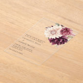 Invitations En Acrylique Fleur beige crème bordeaux mariage clair (Poser)