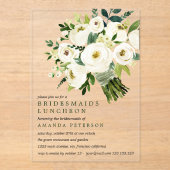 Invitations En Acrylique Fleur blanche | Déjeuner d'affaires (Recto)