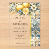 Invitations En Acrylique Fleur carrelée méditerranéenne Italien Positano Le (Recto)