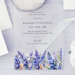 Invitations En Acrylique Fleur d'anniversaire Bleuet Larkspur bleu de juill