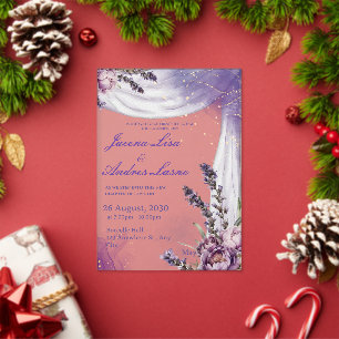 Invitations En Acrylique Fleur de Lavande Élégante Blanche Violette Désherb