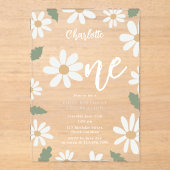 Invitations En Acrylique Fleur de marguerite mignonne 1er anniversaire fill (Recto)