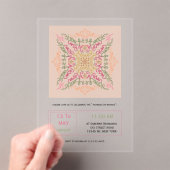 Invitations En Acrylique Fleur de pêche douce kaléidoscopique Script Meille (In situ (ordinateur de poche))