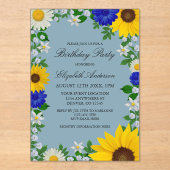 Invitations En Acrylique Fleur de soleil rustique Daisy Floral Anniversaire (Recto)