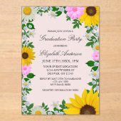 Invitations En Acrylique Fleur de soleil rustique Daisy Floral Graduation P (Recto)