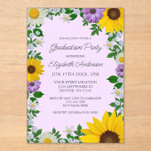 Invitations En Acrylique Fleur de soleil rustique Daisy Floral Graduation P (Recto)