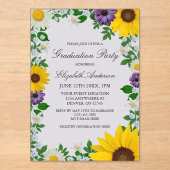 Invitations En Acrylique Fleur de soleil rustique Daisy Graduation florale (Recto)