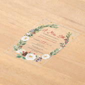 Invitations En Acrylique Fleur d'hiver Joyeux petit Noël fête (Poser)