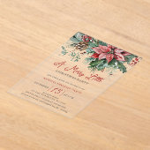 Invitations En Acrylique Fleur d'hiver Joyeux petit Noël fête (Poser)