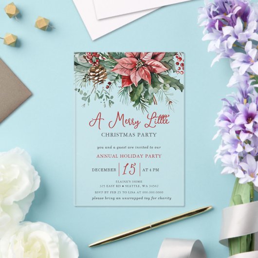 Invitations En Acrylique Fleur d'hiver Joyeux petit Noël fête (Insitu (Mariage))