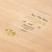 Invitations En Acrylique fleur d'or Enregistrer la date (Poser)