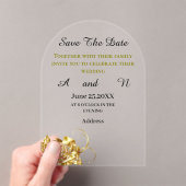 Invitations En Acrylique fleur d'or Enregistrer la date (In situ (ordinateur de poche))