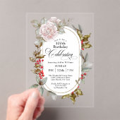 Invitations En Acrylique Fleur féminine Décembre 100e fête d'anniversaire (In situ (ordinateur de poche))