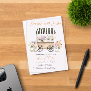 Invitations En Acrylique Fleur Fraîche du Marché pour une Mariée