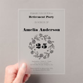 Invitations En Acrylique Fleur noire moderne de retraite (In situ (ordinateur de poche))