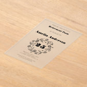 Invitations En Acrylique Fleur noire moderne de retraite (Poser)