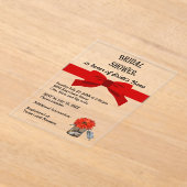 Invitations En Acrylique Fleur orange ruban rouge dans un pot de douche de (Poser)