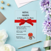 Invitations En Acrylique Fleur orange ruban rouge dans un pot de douche de (Insitu (Mariage))