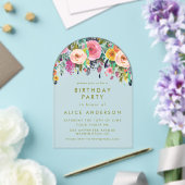 Invitations En Acrylique Fleur peint Elégant Anniversaire clair (Insitu (Mariage))