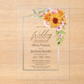 Invitations En Acrylique Fleur rose rose rose rose Fleur Réception de maria (Recto)