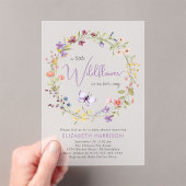 Invitations En Acrylique Fleur sauvage Aquarelle bébé fille douche (In situ (ordinateur de poche))