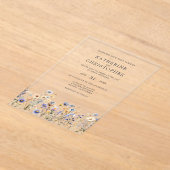 Invitations En Acrylique Fleur sauvage aquarelle Elegant Dusty Blue Mariage (Poser)