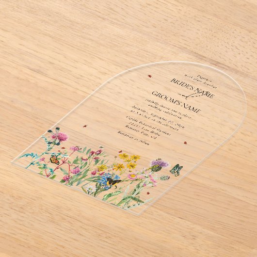 Invitations En Acrylique Fleur sauvage aquarelle Jardin Mariage clair (Poser)