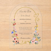 Invitations En Acrylique Fleur sauvage Arch Wedding Enregistrer la date (Recto)