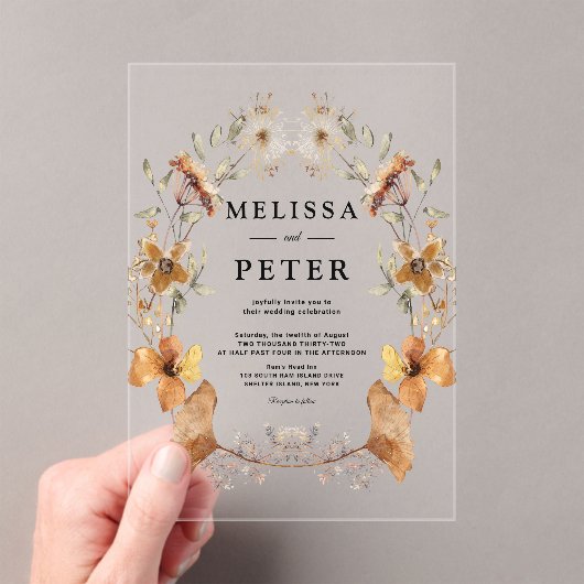 Invitations En Acrylique Fleur sauvage Automne Floral Arch Mariage (In situ (ordinateur de poche))