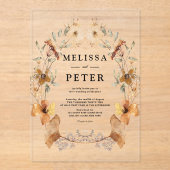 Invitations En Acrylique Fleur sauvage Automne Floral Arch Mariage (Recto)
