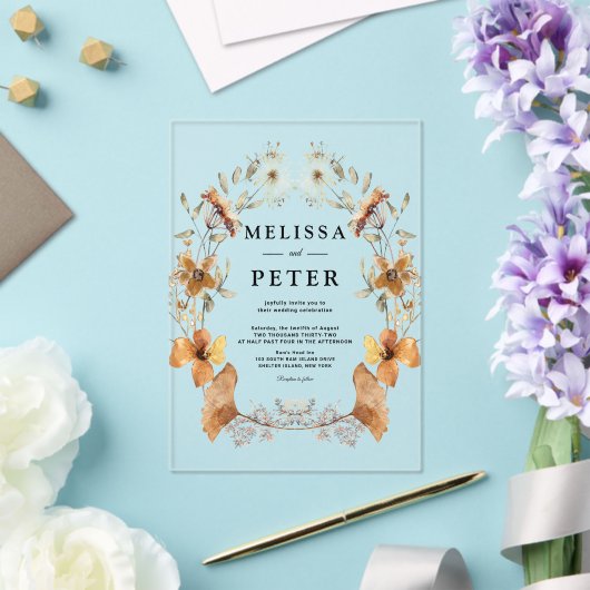 Invitations En Acrylique Fleur sauvage Automne Floral Arch Mariage (Insitu (Mariage))