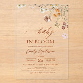 Invitations En Acrylique Fleur sauvage Baby in Bloom Baby shower Terracotta (Recto)