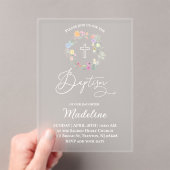 Invitations En Acrylique fleur sauvage | Baptême petite fille (In situ (ordinateur de poche))