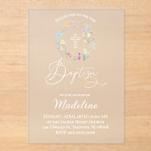 Invitations En Acrylique fleur sauvage | Baptême petite fille (Recto)