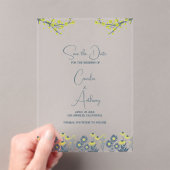 Invitations En Acrylique Fleur sauvage bleu jaune Floral Boho Mariage (In situ (ordinateur de poche))