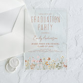 Invitations En Acrylique Fleur sauvage Bloom Graduation Party Boho